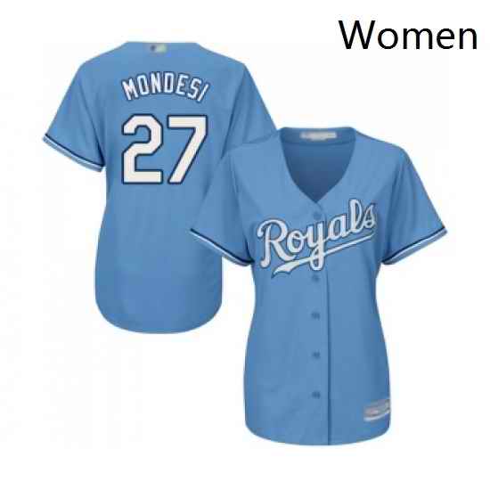 Womens Kansas City Royals 27 Adalberto Mondesi Replica Light Blue Alternate 1 Cool Base Baseball Jersey